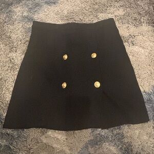 H&M Black Mini Skirt with Gold Buttons